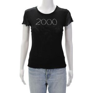 ABS Womens Short Sleeve Crew Neck Mesh Crystal 2000 Shirt Black Size Large